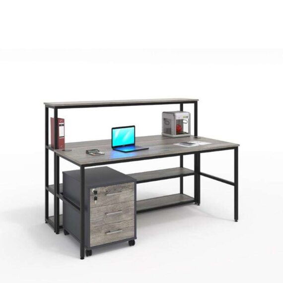 Euro 25mm Desk with Fixed Shelf