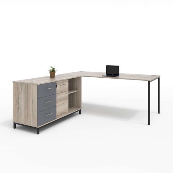 Euro 25mm Desk with Free Standing Sliding Door Pedenza