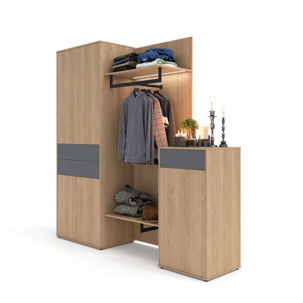 3 Piece Wall Unit Set with Fridge Unit